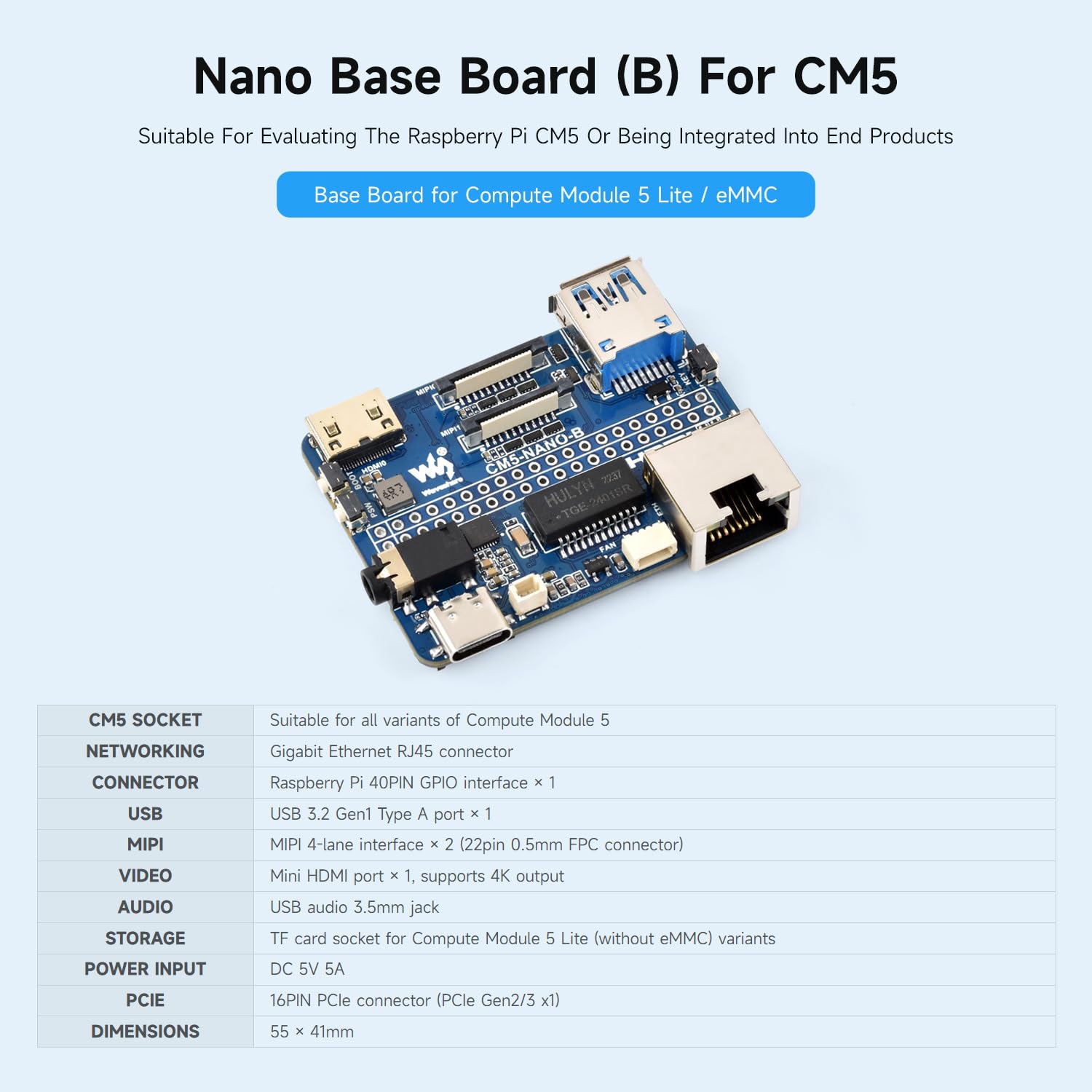 Amazon.com: Waveshare Nano Base Board (B), Compatible with